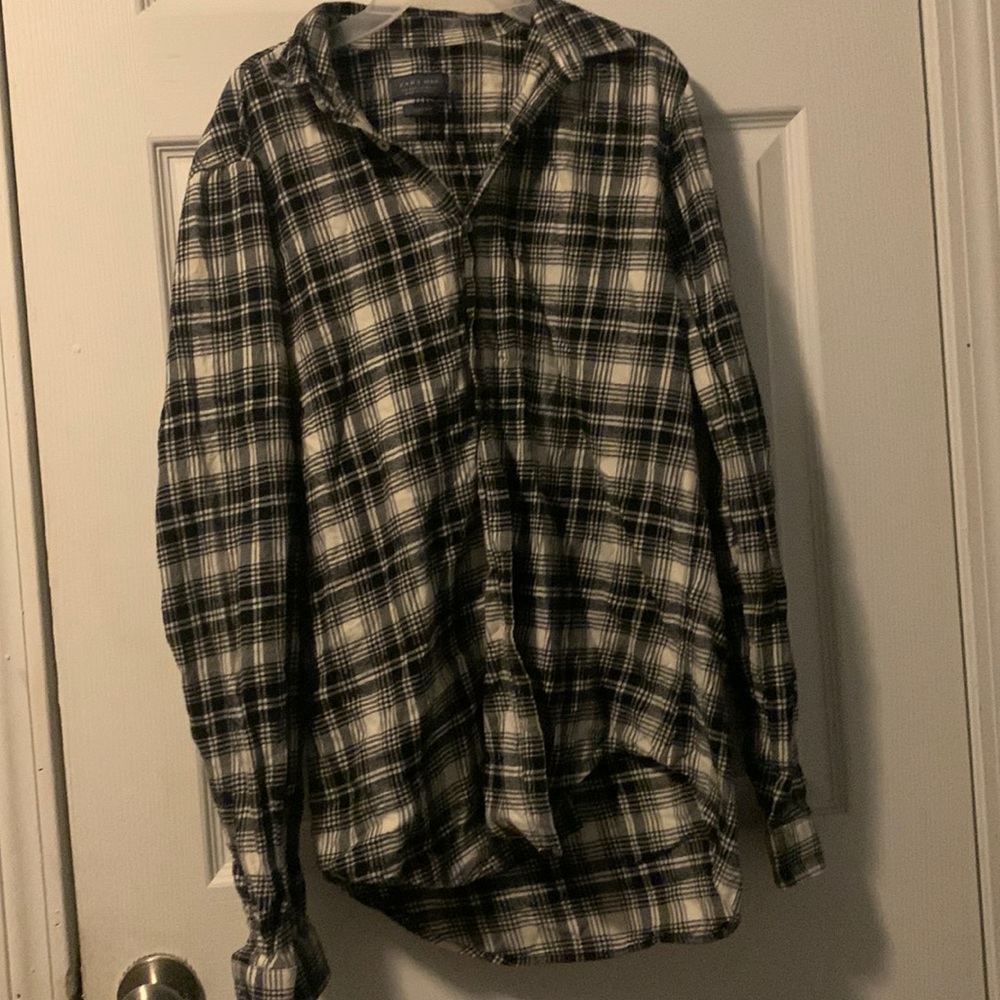 ZARA MAN slim fit black and white plaid flannel shirt size M